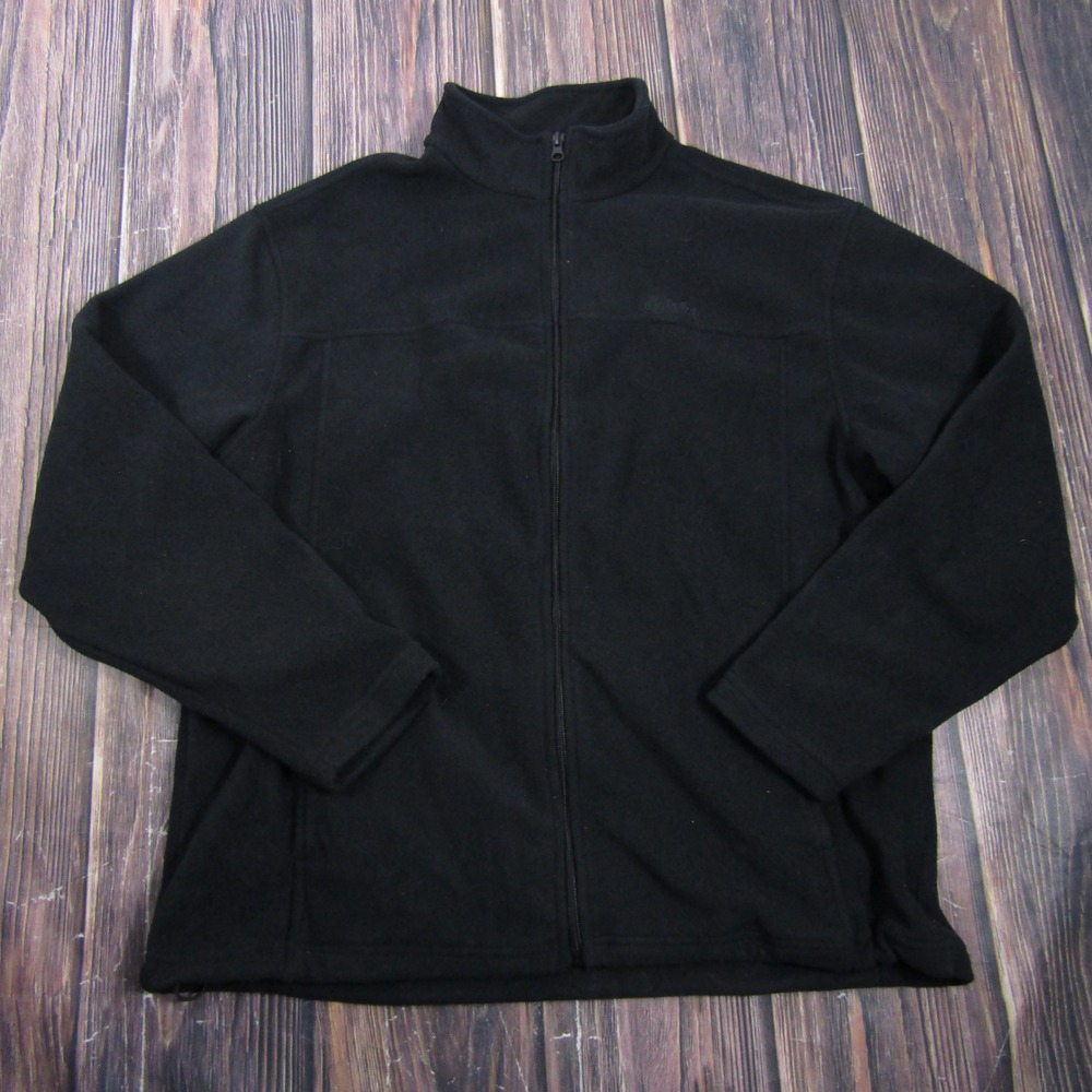 Cabela's Fleece Jacket Mens Large Black Full Zip Mock Neck Outdoor Hiking